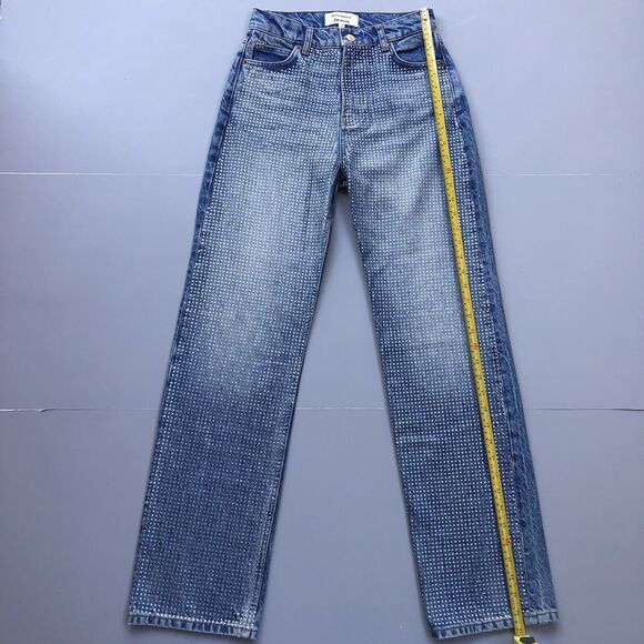 Reformation Women Size 23 Abby High Rise Straight Jeans in Colorado Sparkle Blue - Picture 6 of 13